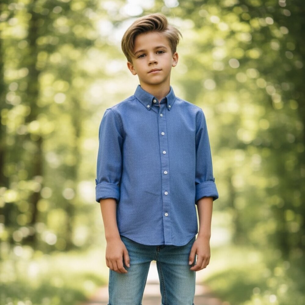 *Land’s End* Preppy Blue Button Down Shirt Boys Size 8